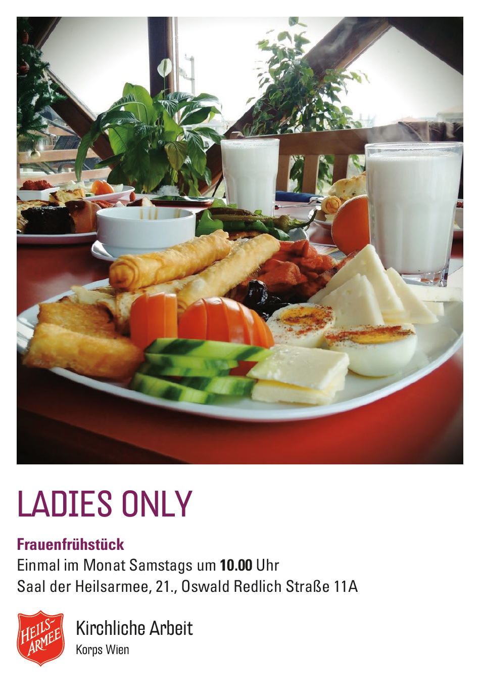 Ladies Only_Image Flyer Ladies Only: Frauenfrühstück einmal im Monat samstags um 10.00 Uhr